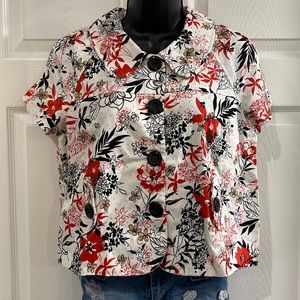 White, Red, and Black Top